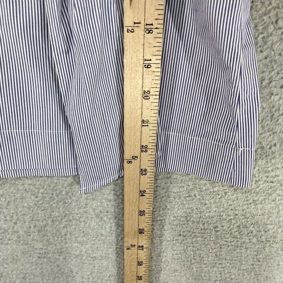 J Crew Tie Neck Blouse Womens Size 0 Blue White Striped Neck Tie Pleated 3/4 - Picture 8 of 13
